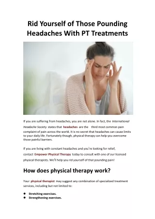 Rid Yourself of Those Pounding Headaches With PT Treatments