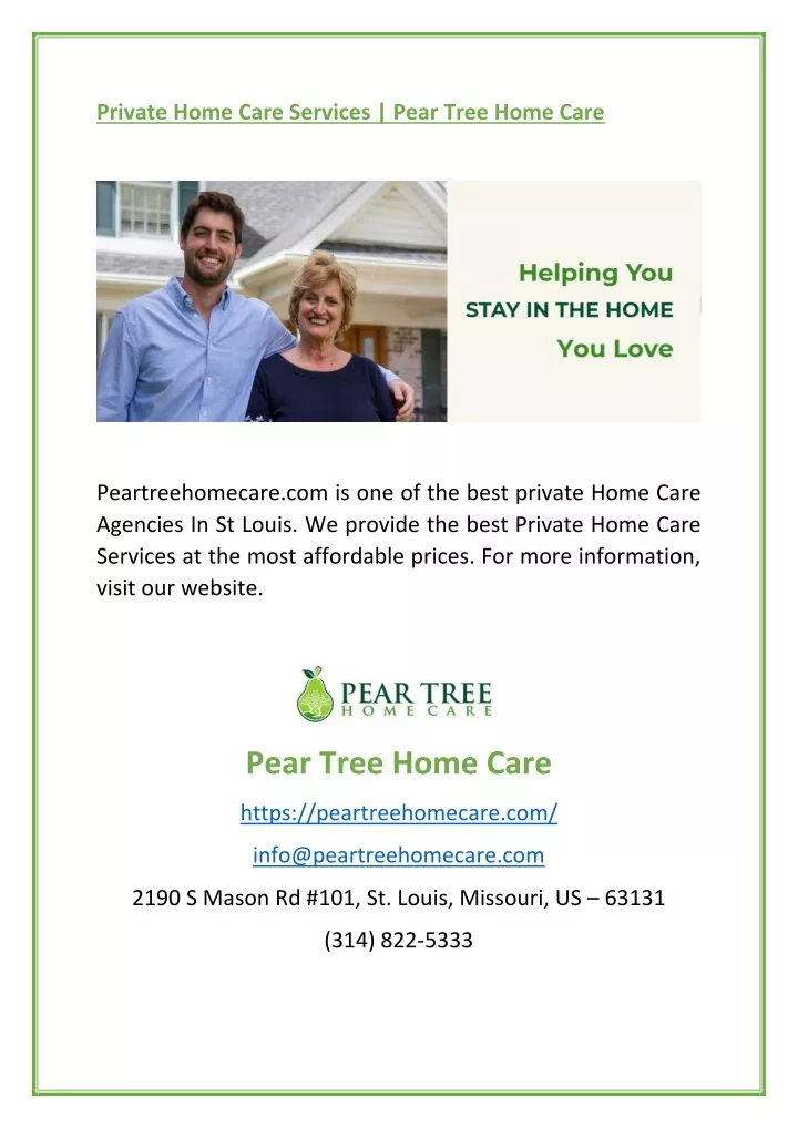 private home care services pear tree home care