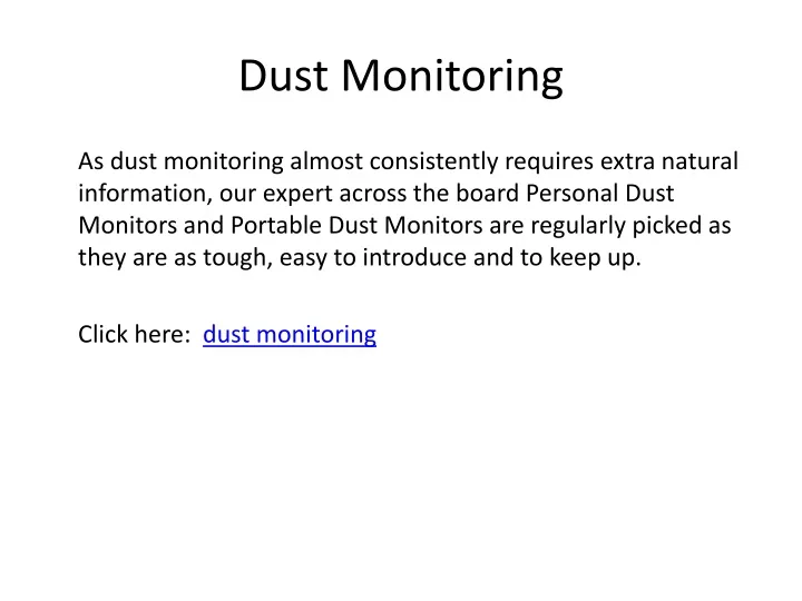 dust monitoring