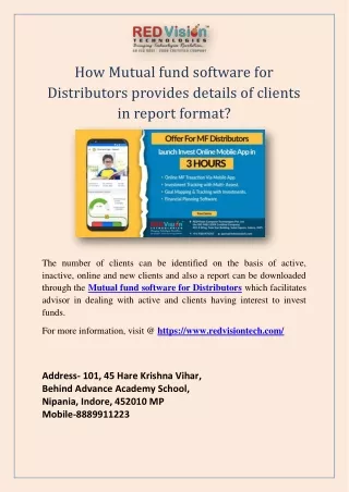 how mutual fund software for distributors