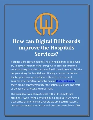 how can digital billboards improve the hospitals