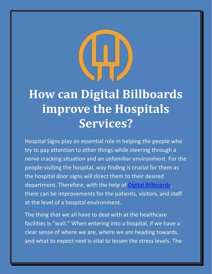 how can digital billboards improve the hospitals