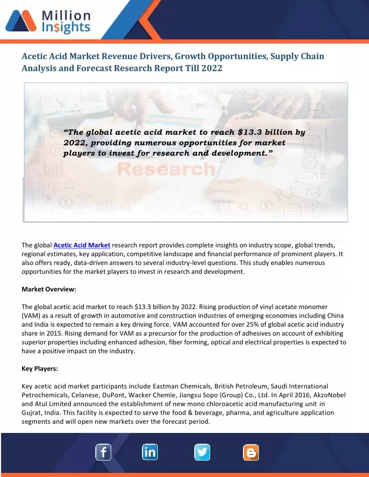 acetic acid market revenue drivers growth