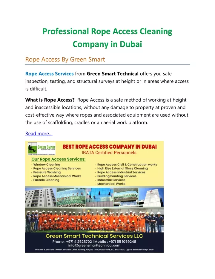 professional rope access cleaning company in dubai