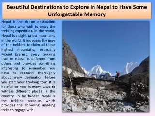 Beautiful Destinations to Explore In Nepal to Have Some Unforgettable Memory