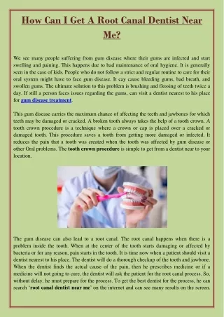 how can i get a root canal dentist near me