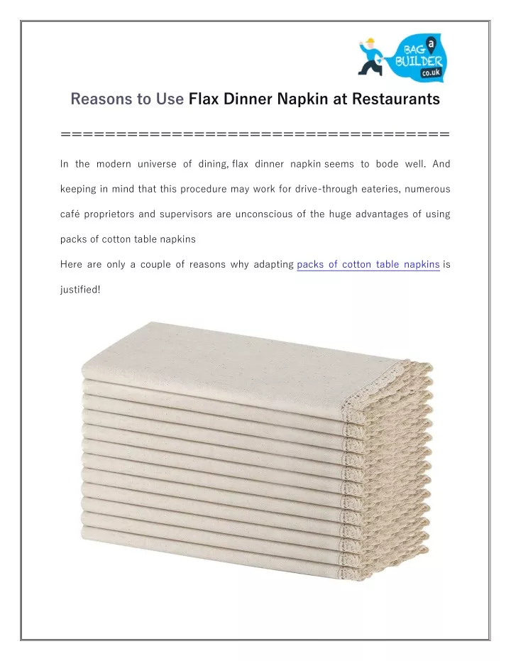 reasons to use flax dinner napkin at restaurants