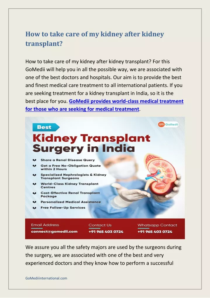 how to take care of my kidney after kidney