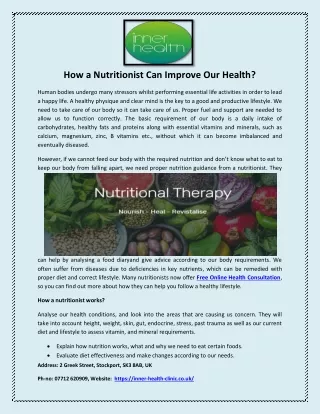 How a Nutritionist Can Improve Our Health?