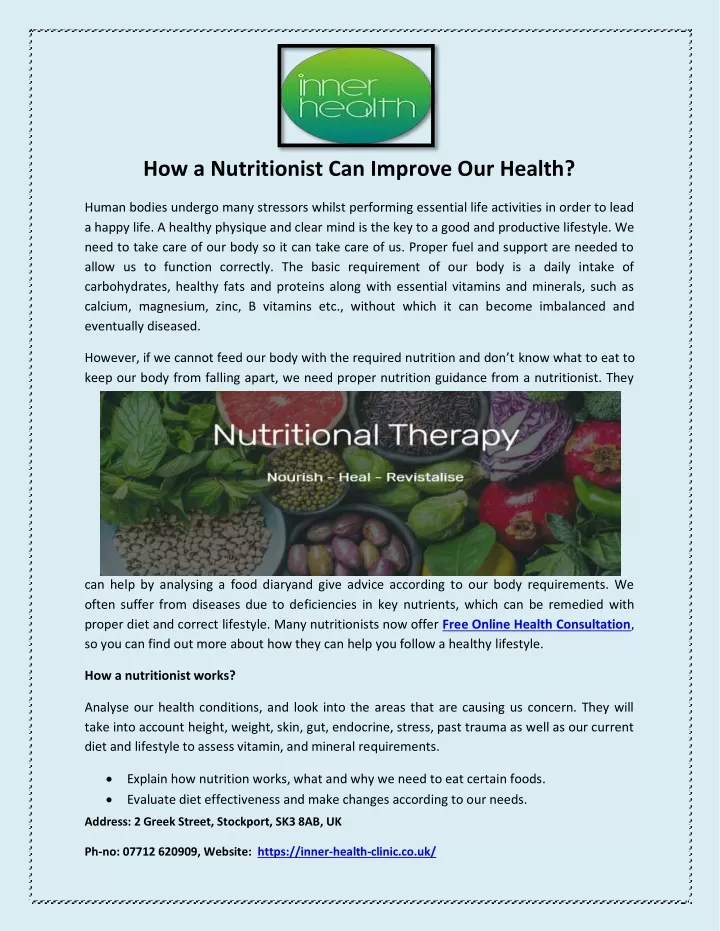 how a nutritionist can improve our health