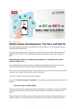 Mobile Game Development: The Do’s and Don’ts