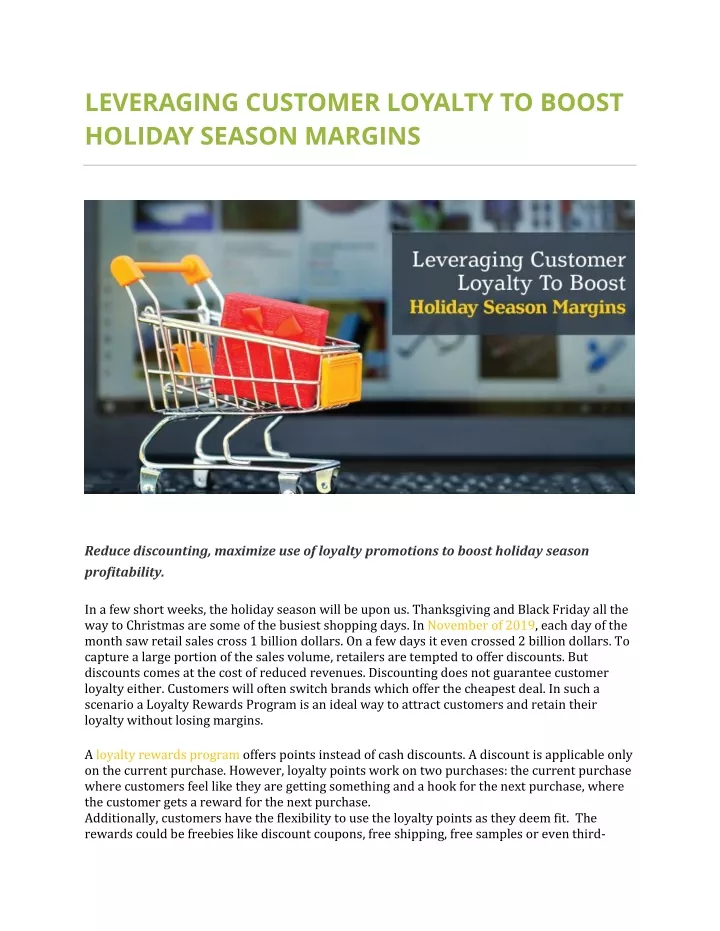leveraging customer loyalty to boost holiday