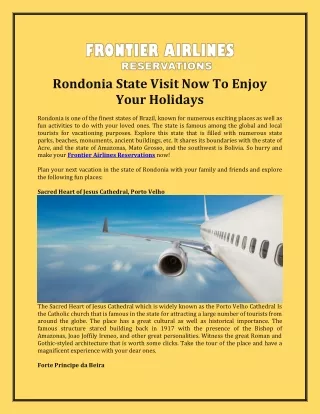 Rondonia State Visit Now To Enjoy Your Holidays