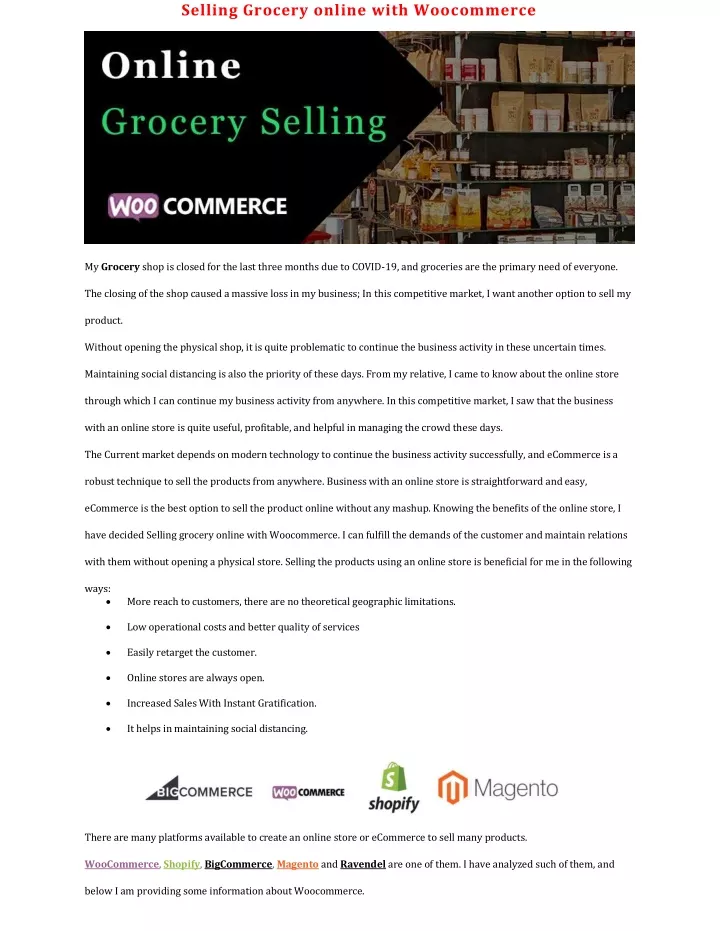 selling grocery online with woocommerce