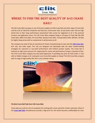 where to find the best quality of a45 crane rail
