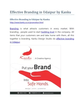 Effective Branding in Udaipur by Kanku