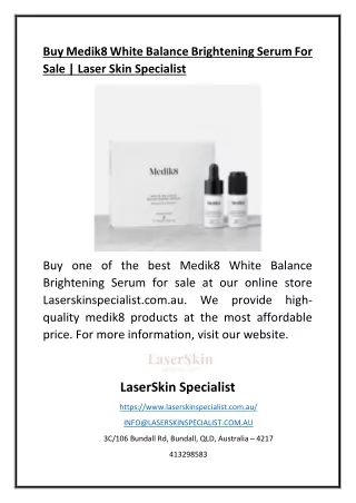 Buy Medik8 White Balance Brightening Serum For Sale | Laser Skin Specialist