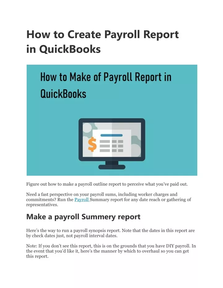 how to create payroll report in quickbooks