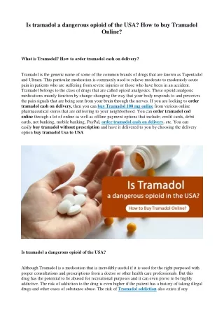 What are the Tramadol risks that make the drug dangerous?