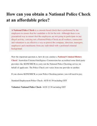 How Can You Obtain a National Police Check at an Affordable Price