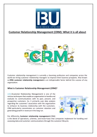 customer relationship management crm what