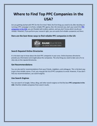 Where to Find Top PPC Companies in the USA?