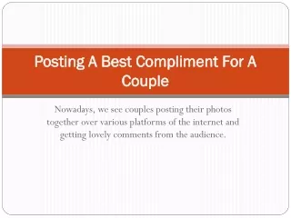 posting a best compliment for a couple