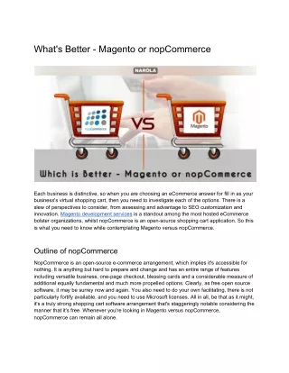 What's Better - Magento or nopCommerce