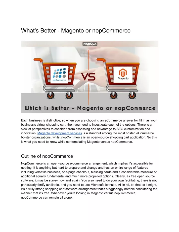 what s better magento or nopcommerce