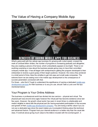 The Value of Having a Mobile App for a Business