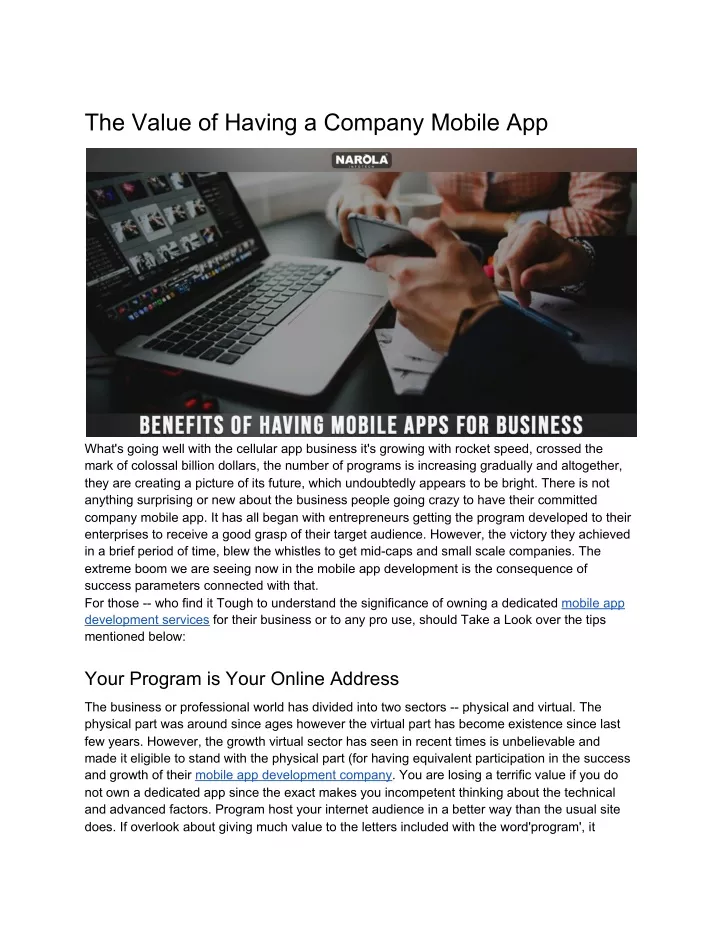 the value of having a company mobile app