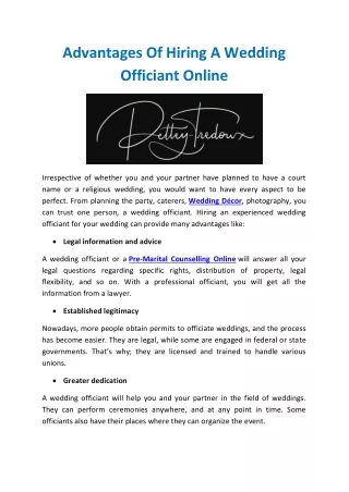 Advantages Of Hiring A Wedding Officiant Online