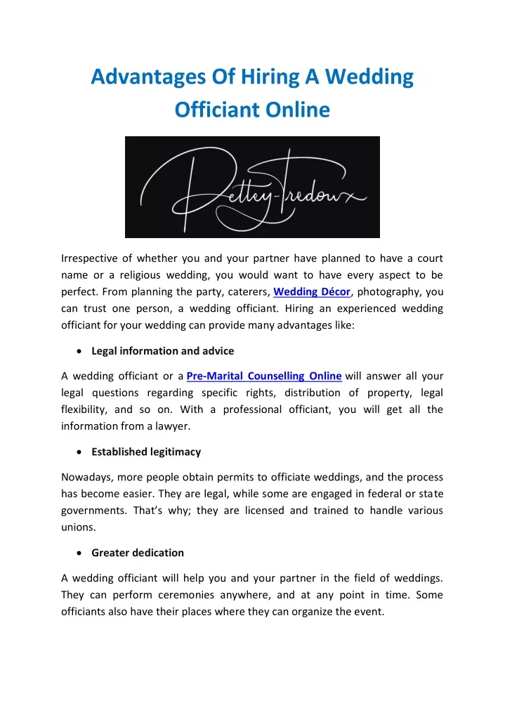 advantages of hiring a wedding officiant online