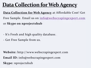 data collection for web agency