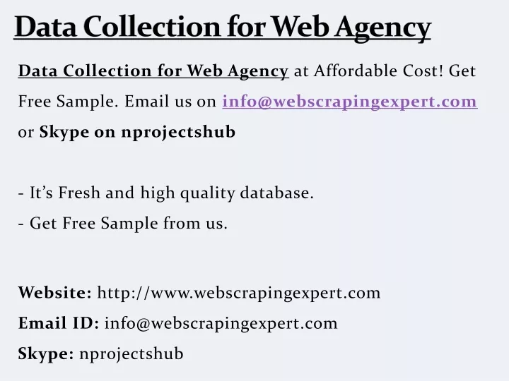 data collection for web agency