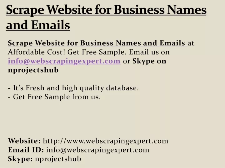 scrape website for business names and emails