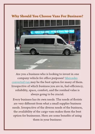 why should you choose vans for business