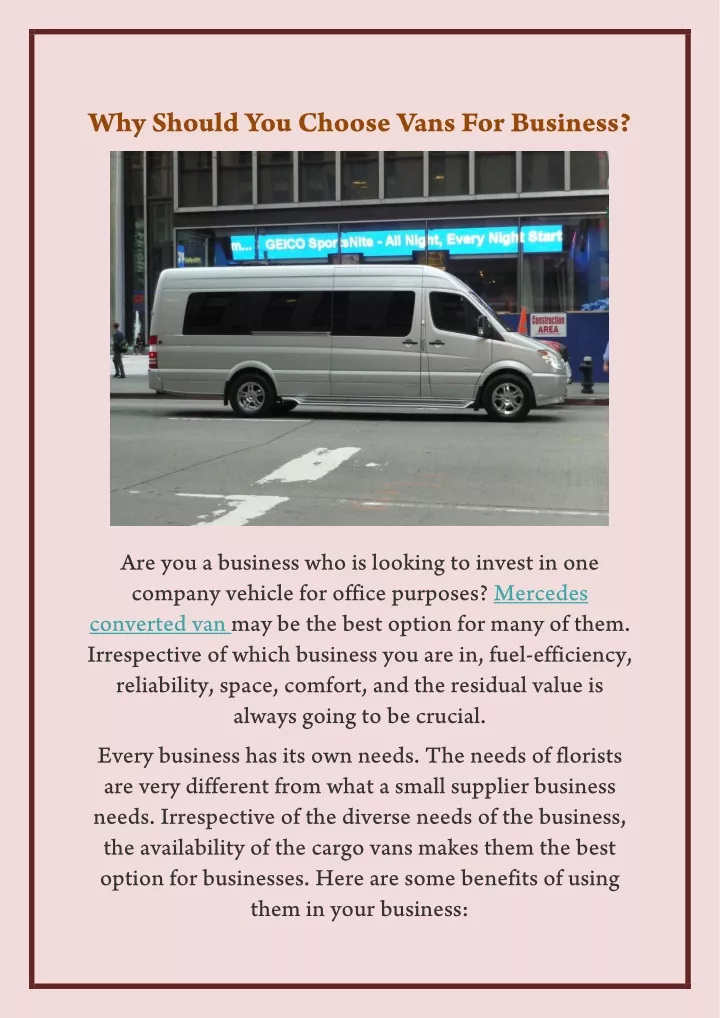 why should you choose vans for business