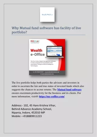 why mutual fund software has facility of live