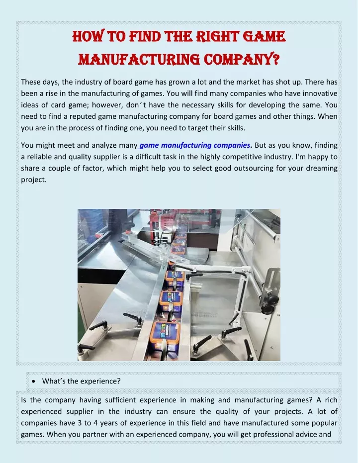how how to manufacturing manufacturing company