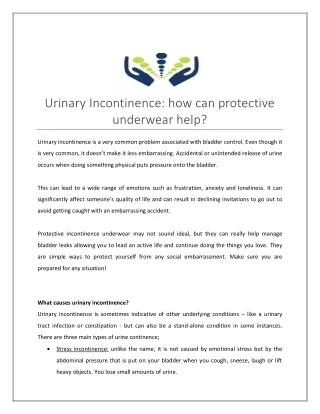 Urinary Incontinence: how can protective underwear help?
