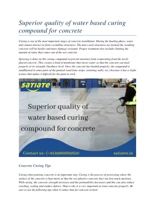 superior quality of water based curing compound