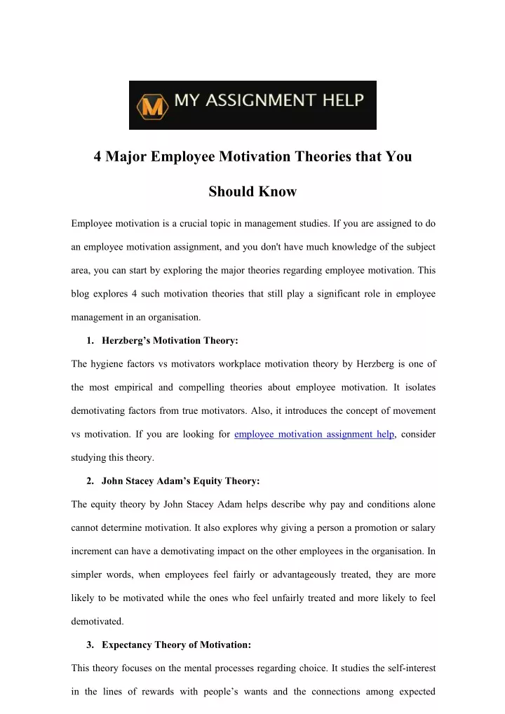 4 major employee motivation theories that you
