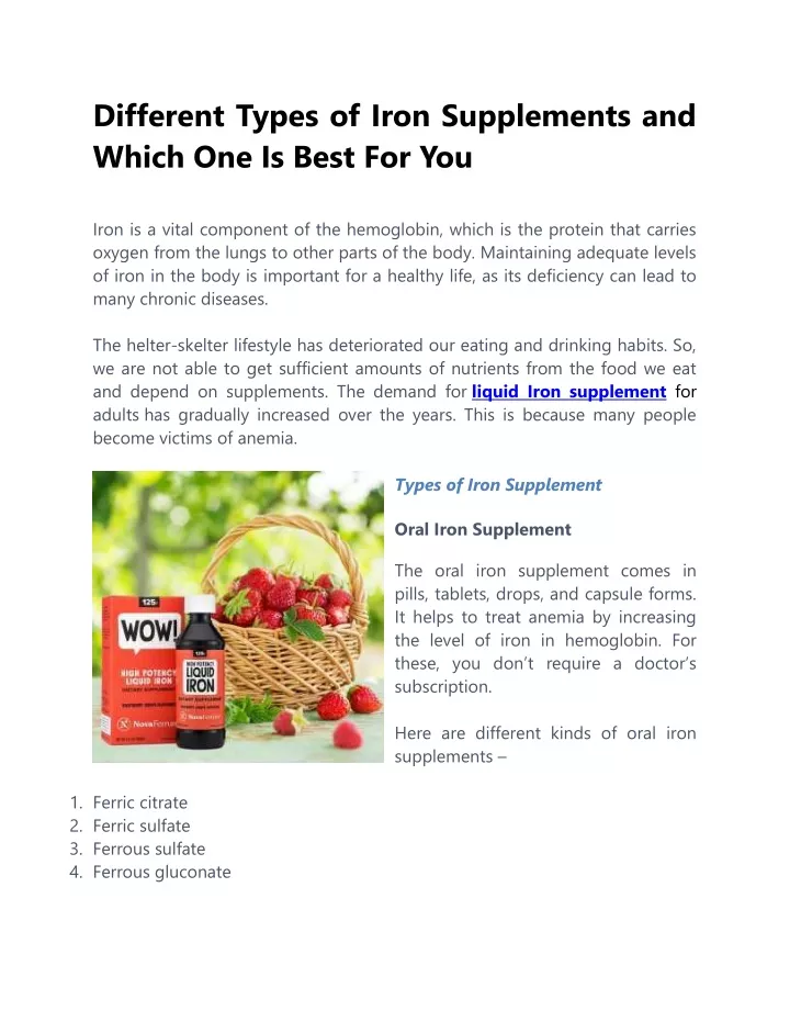 different types of iron supplements and which