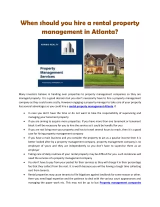 When should you hire a rental property management in Atlanta?