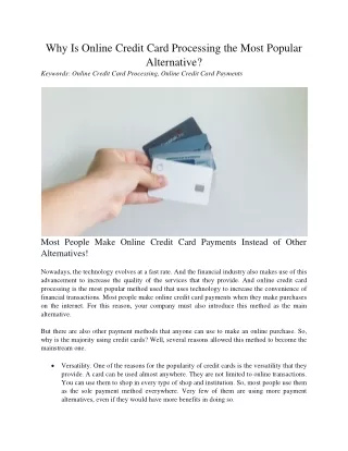 why is online credit card processing the most
