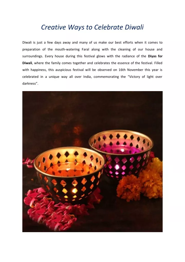 creative ways to celebrate diwali