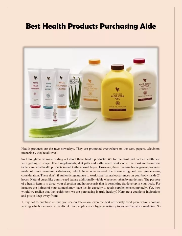 best health products purchasing aide