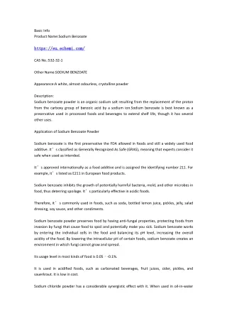 basic info product name sodium benzoate