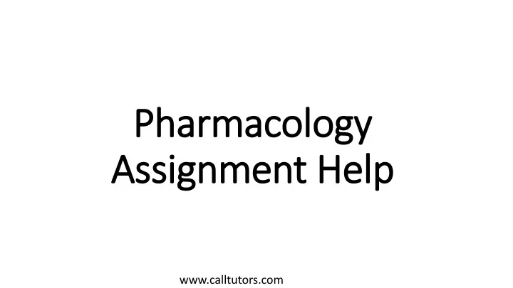 pharmacology assignment help